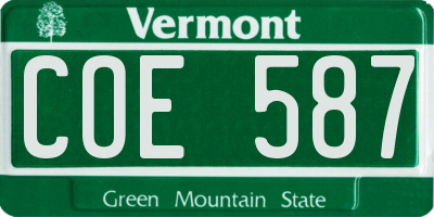 VT license plate COE587