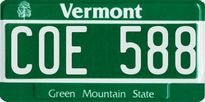 VT license plate COE588