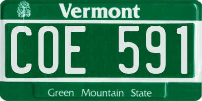 VT license plate COE591