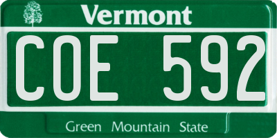 VT license plate COE592