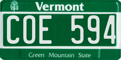 VT license plate COE594