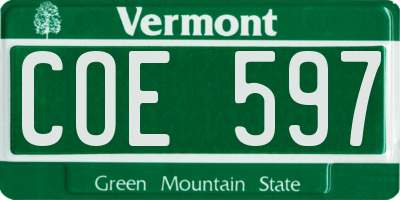 VT license plate COE597