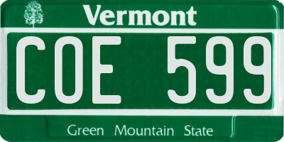 VT license plate COE599