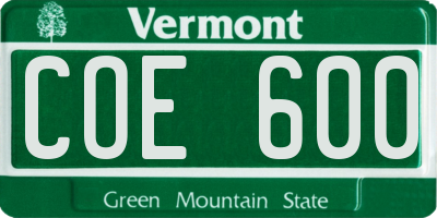 VT license plate COE600