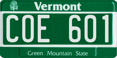 VT license plate COE601