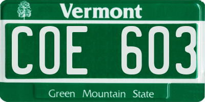 VT license plate COE603
