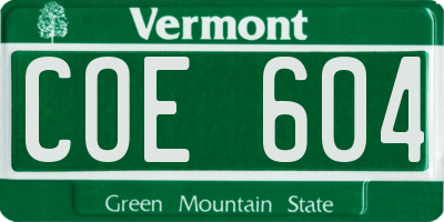 VT license plate COE604