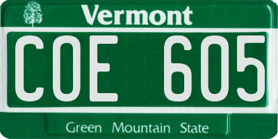 VT license plate COE605