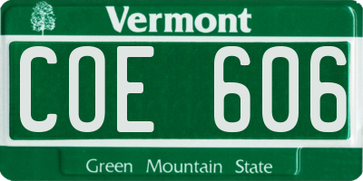 VT license plate COE606