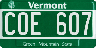 VT license plate COE607