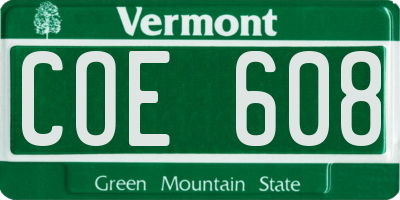 VT license plate COE608