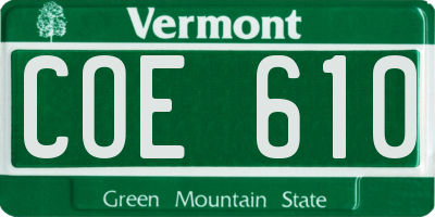 VT license plate COE610