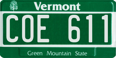 VT license plate COE611
