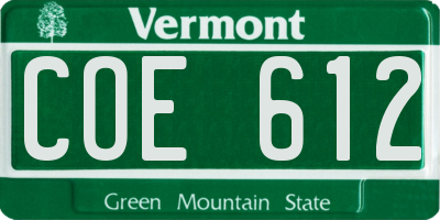 VT license plate COE612