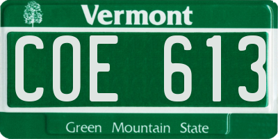 VT license plate COE613