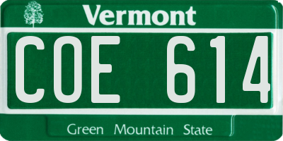 VT license plate COE614