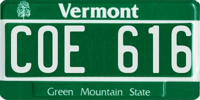 VT license plate COE616