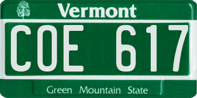 VT license plate COE617
