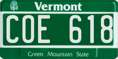 VT license plate COE618