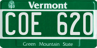 VT license plate COE620