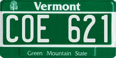 VT license plate COE621