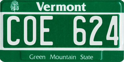 VT license plate COE624