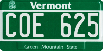 VT license plate COE625