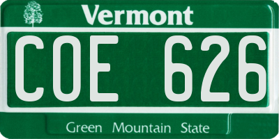 VT license plate COE626