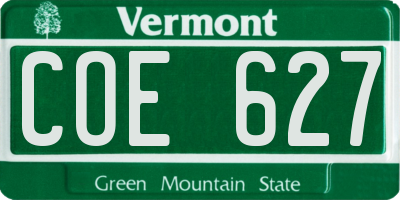 VT license plate COE627