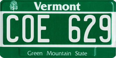 VT license plate COE629