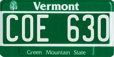 VT license plate COE630