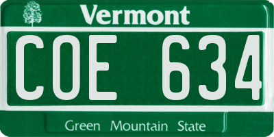VT license plate COE634