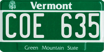 VT license plate COE635