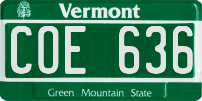 VT license plate COE636