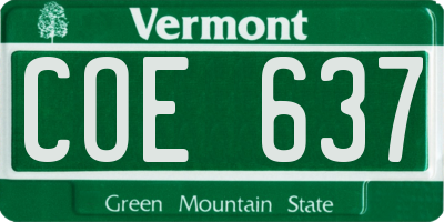 VT license plate COE637