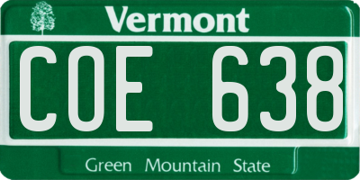 VT license plate COE638