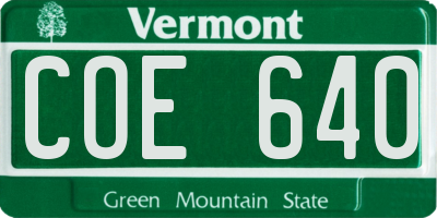 VT license plate COE640