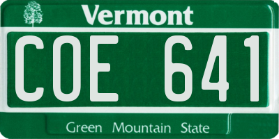 VT license plate COE641