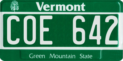 VT license plate COE642
