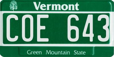 VT license plate COE643