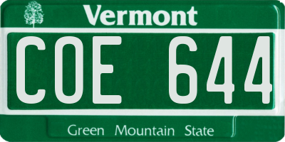 VT license plate COE644