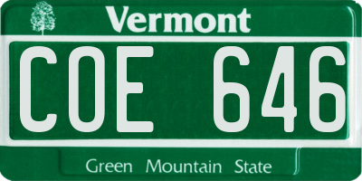 VT license plate COE646