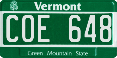 VT license plate COE648