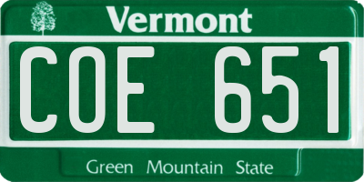VT license plate COE651