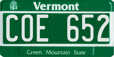 VT license plate COE652