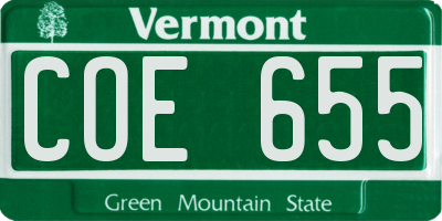 VT license plate COE655