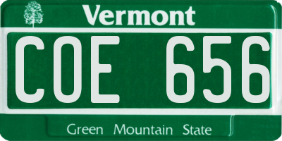 VT license plate COE656