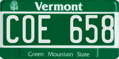 VT license plate COE658