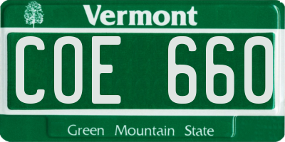 VT license plate COE660