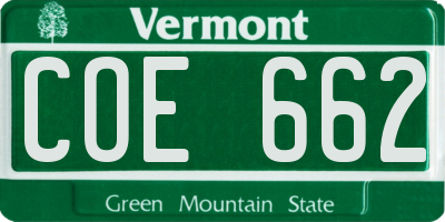 VT license plate COE662
